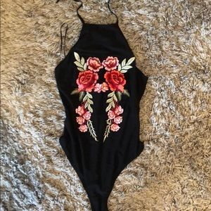 LF floral mesh bodysuit